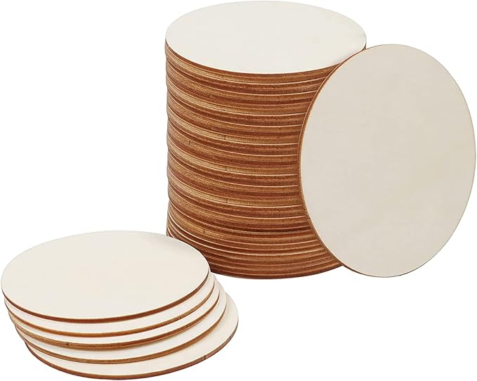 30 Pieces 4" Inch Unfinished Round Wood Discs