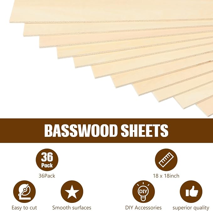Riakrum Basswood Sheets Plywood Board Unfinished Wood Boards