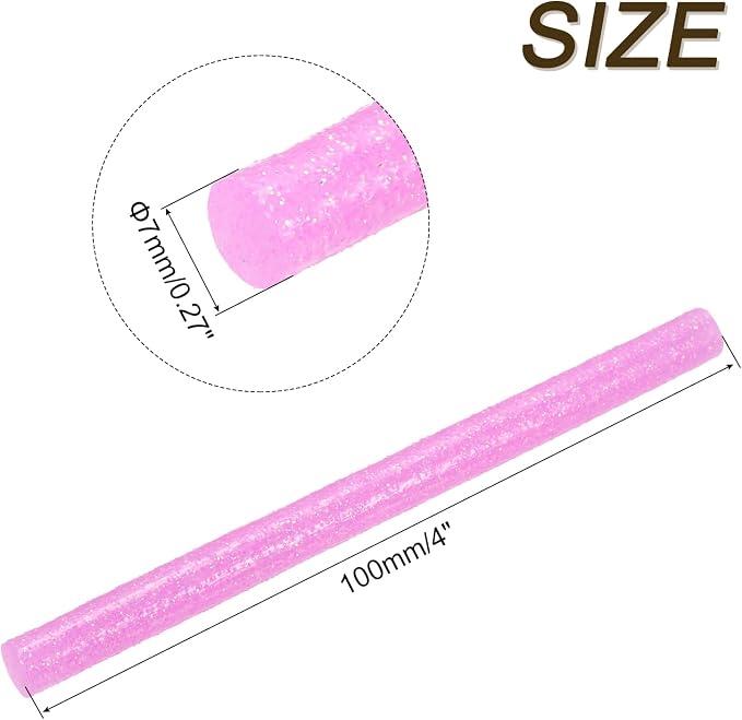 uxcell Mini Hot Glue Sticks for Glue Gun 7mm x 100mm Glitter Light Pink 12pcs