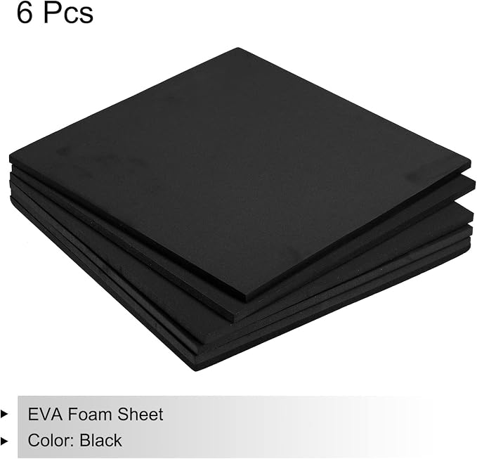 MECCANIXITY EVA Foam Sheets Black 9.8 Inch x 9.8 Inch 7mm Thick Crafts Foam