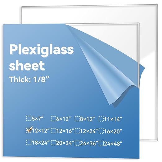 2 Pack Clear Plexiglass Sheets 1/8 inch Thick 12×12In Custom Size Plexiglass