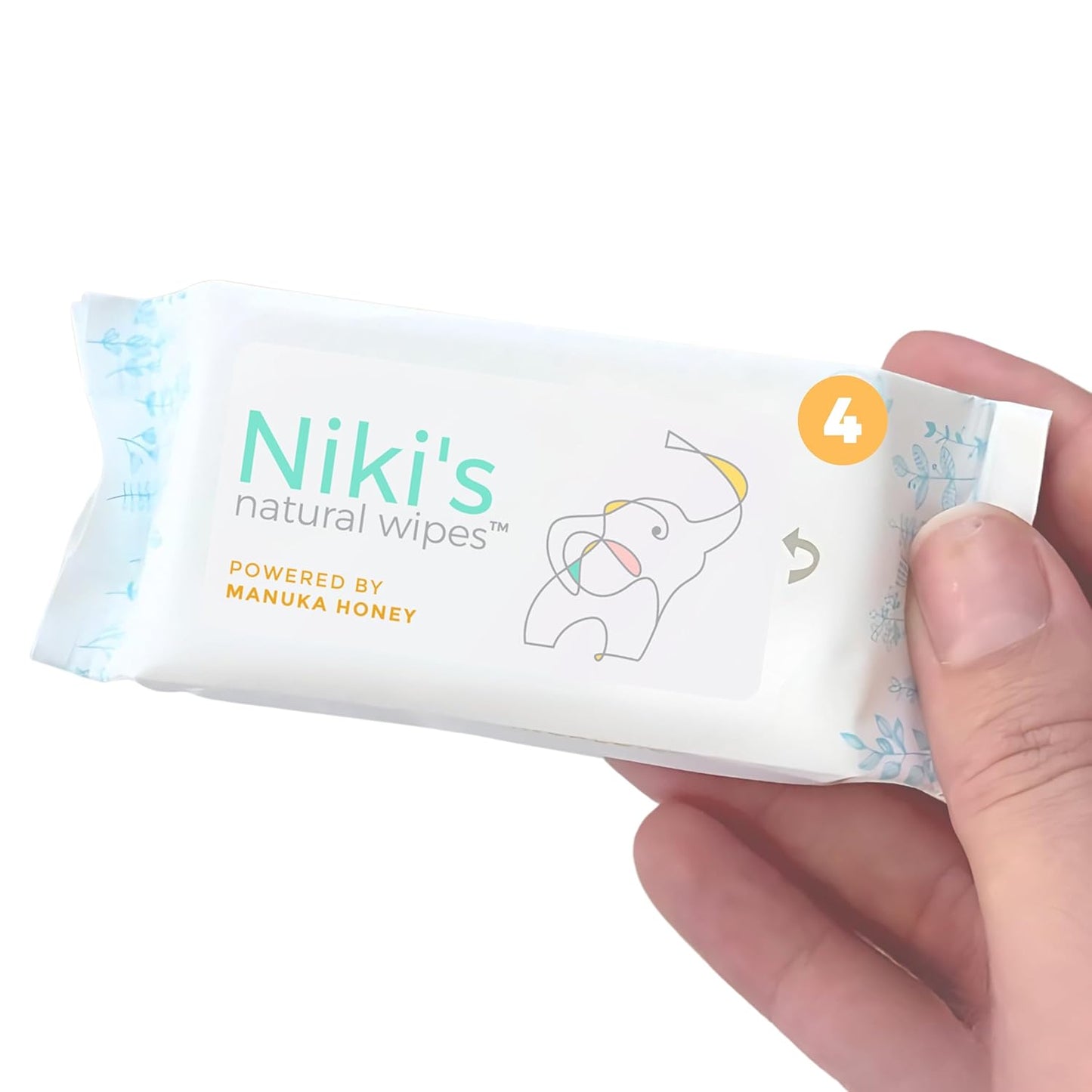 Niki's Natural Pocket Baby Wipes | Organic Baby Wipes Sensitive | Made with Manuka Honey and Coconut Oil, Unscented | EWG Verified | 32 Wipes (4 Pack x 8 Count Wipes)