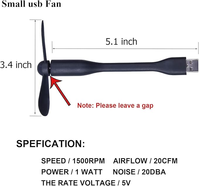 Mini USB Fan, Portable Pocket Fan USB-A Powered Little Cooler, Quiet Operation, for Home Office Car Outdoor Travel- 4 Pack (2 Black+ 2 White)