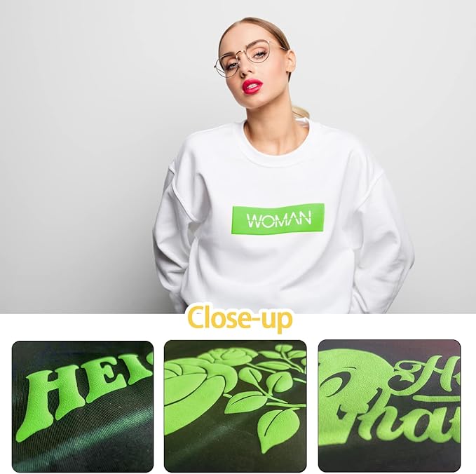 3D Puff Heat Transfer Vinyl, Neon Green, 3 Sheets 12inx10in | 3D Puffy Iron on