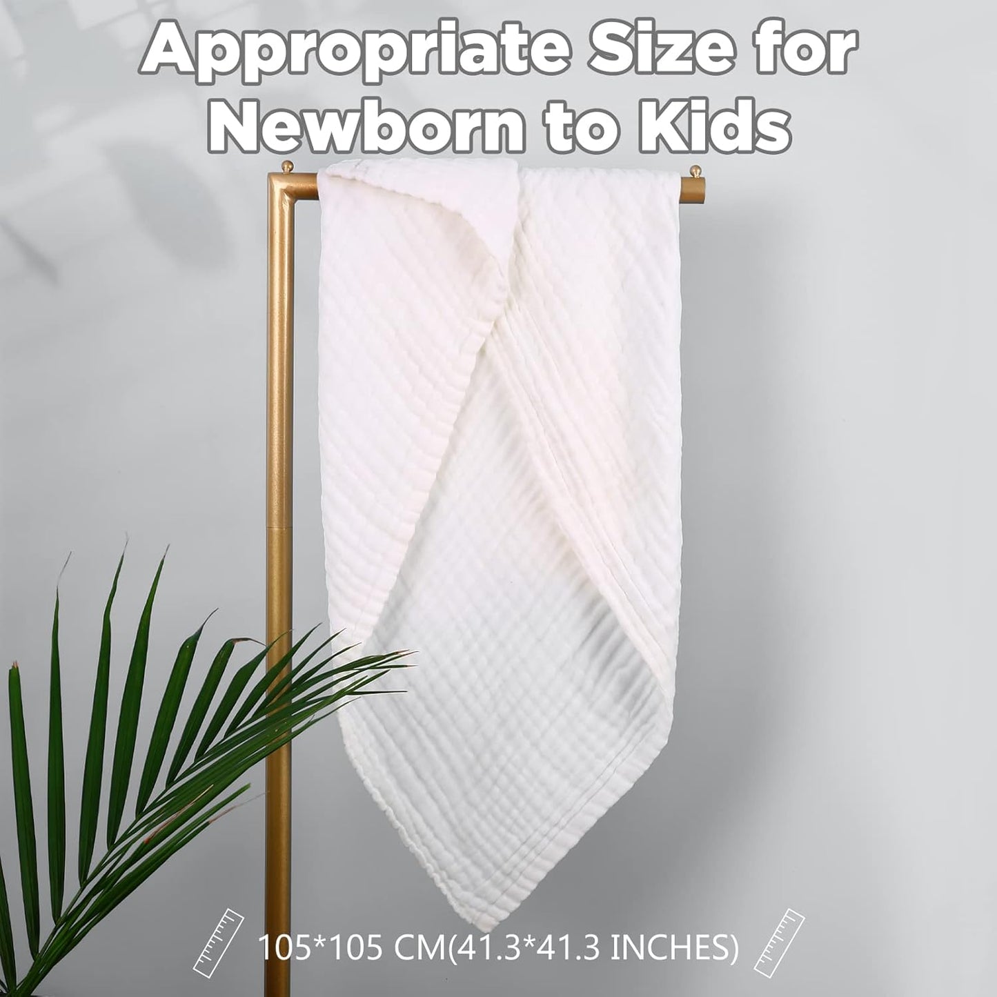 MUKIN Baby Bath Towels, Super Soft Cotton Receiving Blanket for Baby's Delicate Skin,2Pack Swaddle Blanket for Newborns Toddlers Boy Girl,Baby Registry as Shower (White+White)