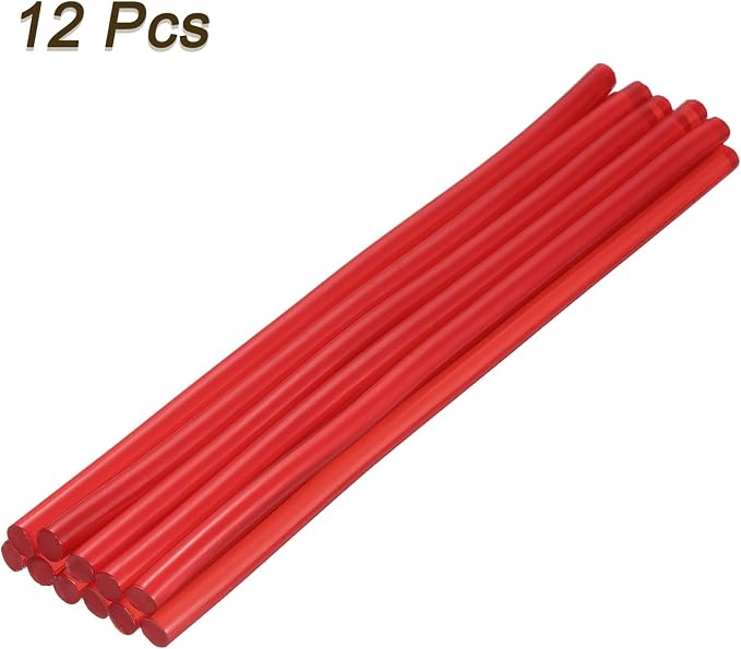 uxcell Mini Hot Glue Sticks for Glue Gun 7mm x 200mm Transparent Dark Red 12pcs