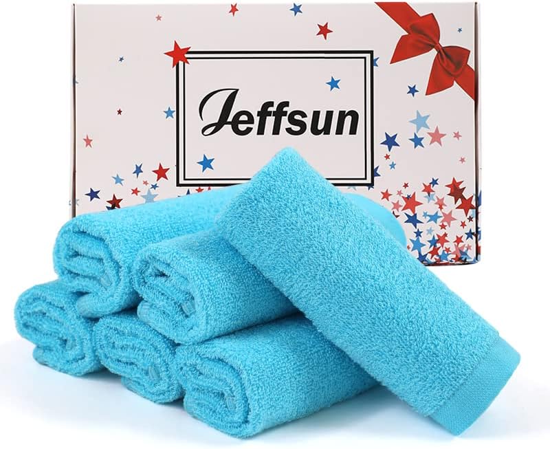 JEFFSUN Baby Washcloths 6 Pack, 10x10 inch Heavenly Soft Blue Wash Cloths for Face and Body, Gentle & Safe Face Towels on Sensitive Skin, Baby Essentials Shower Gifts for Newborn Kid Toddler Children