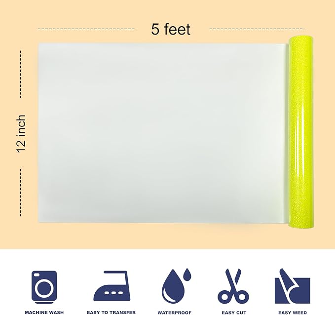 Glitter Puff Heat Transfer Vinyl, 12in X 5ft Iron on | 3D Puff, Wash No Fade