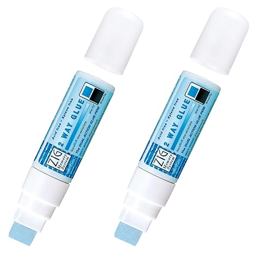 Kuretake Zig 2Way Glue Pen, 15mm Board Tip 2pcs Set, Quick Dry Liquid Stick