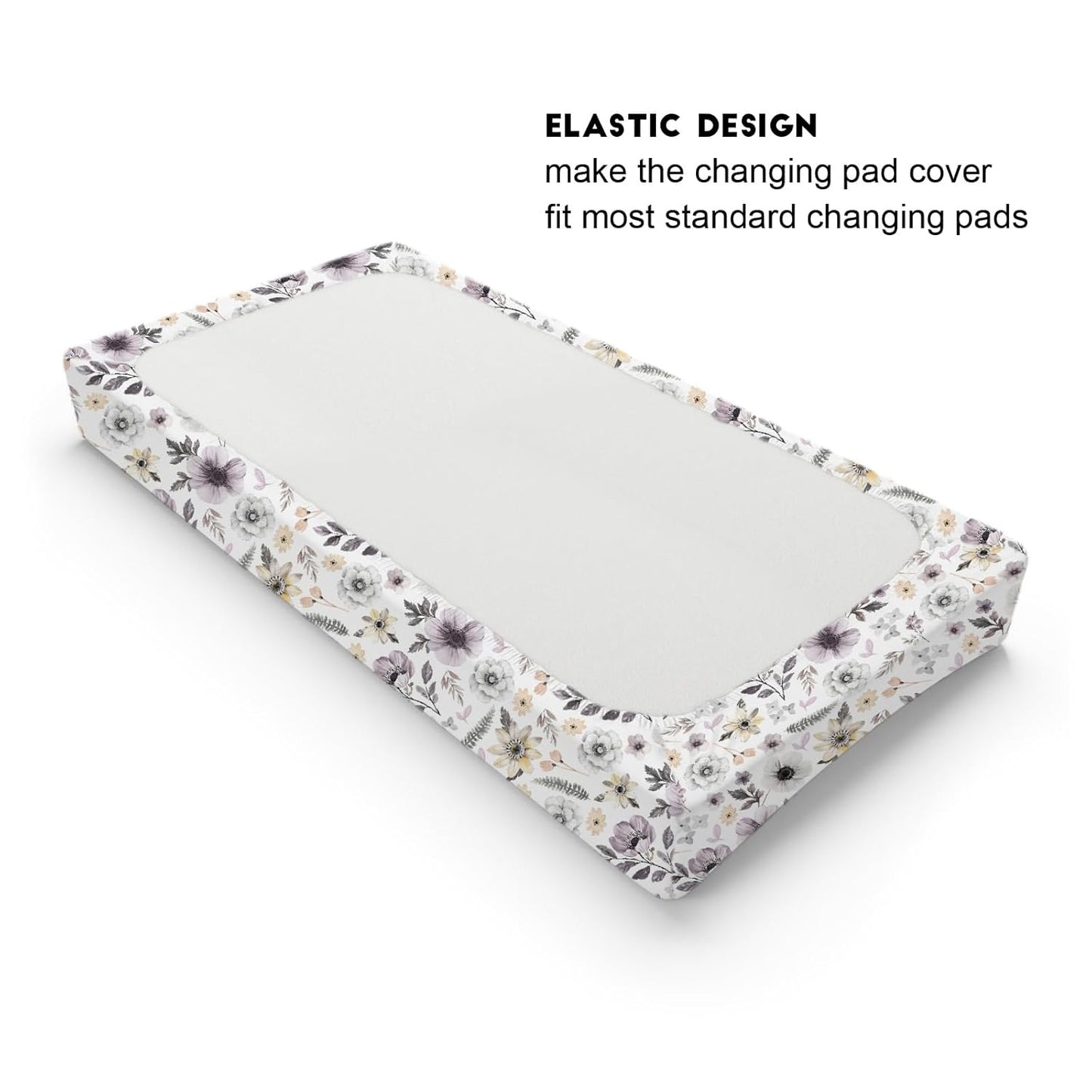 Boho Spring Flowers Leaves Baby Changing Pad Covers Boy Girl 32''x16'' Antique Floral Fitted Diaper Change Table Pad Mats Vintage Wild Floral Garden Soft Breathable Nursery Cradle & Bassinet Sheets