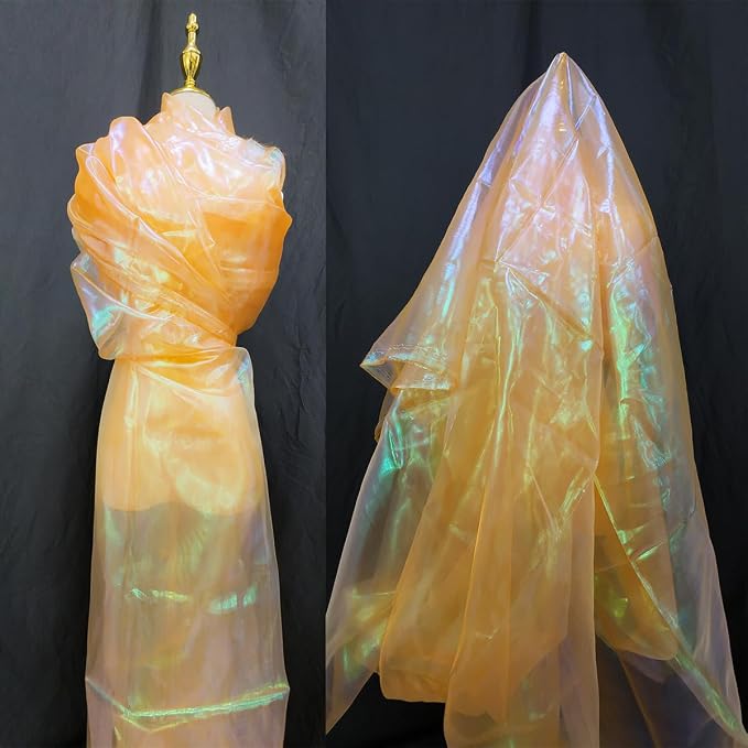 Orange Iridescent Organza Fabric
