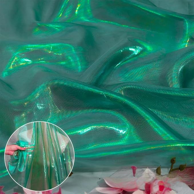 Blackish Green 3.3 Yard Long Iridescent Organza Fabric