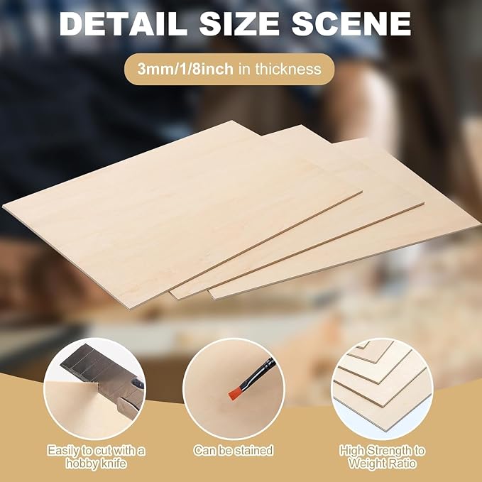 36 Pack Basswood Sheets for Crafts 12"x18"x1/8", 3mm Thick Plywood Sheets Board