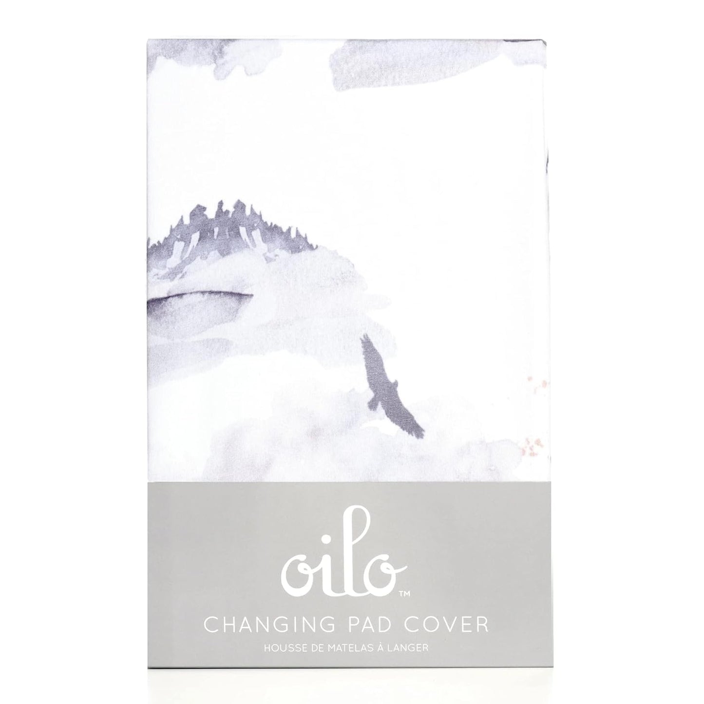 Oilo Changing Pad Cover, Breathable 100% Turkish Cotton Fitted Jersey, 300 Thread Count, Machine Washable, Fits Standard Changing Pads (32" x 16"), Girl, Boy, & Neutral Nursery Design, Misty Mountain