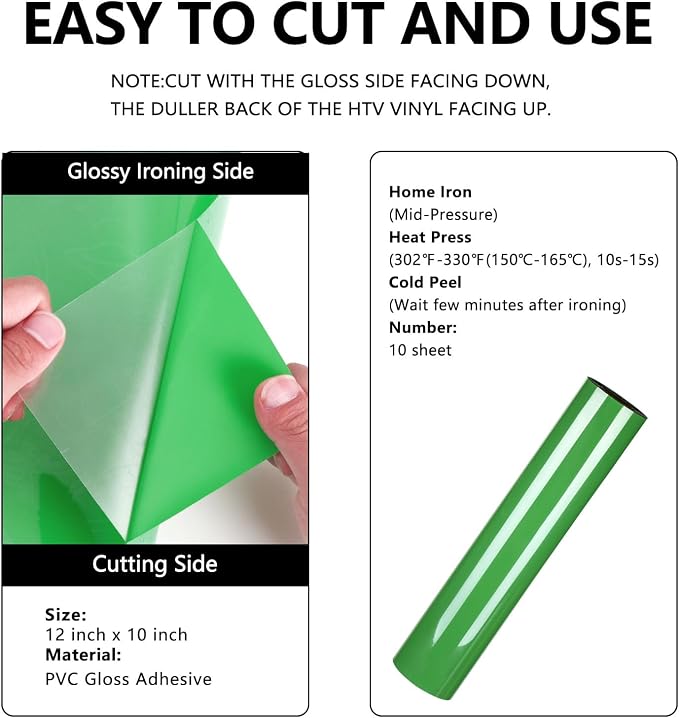 FUNKAKA Fruit Green HTV Heat Transfer Vinyl Rolls, Adhesive HTV Vinyl