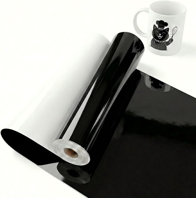 Black Permanent Vinyl for Cricut Cutting Machine, Waterproof, Durable Black