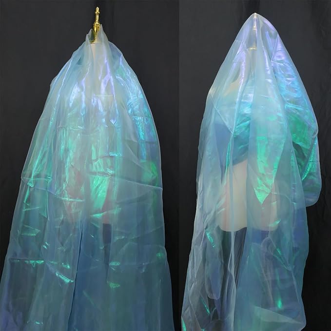Light Blue Iridescent Organza Fabric