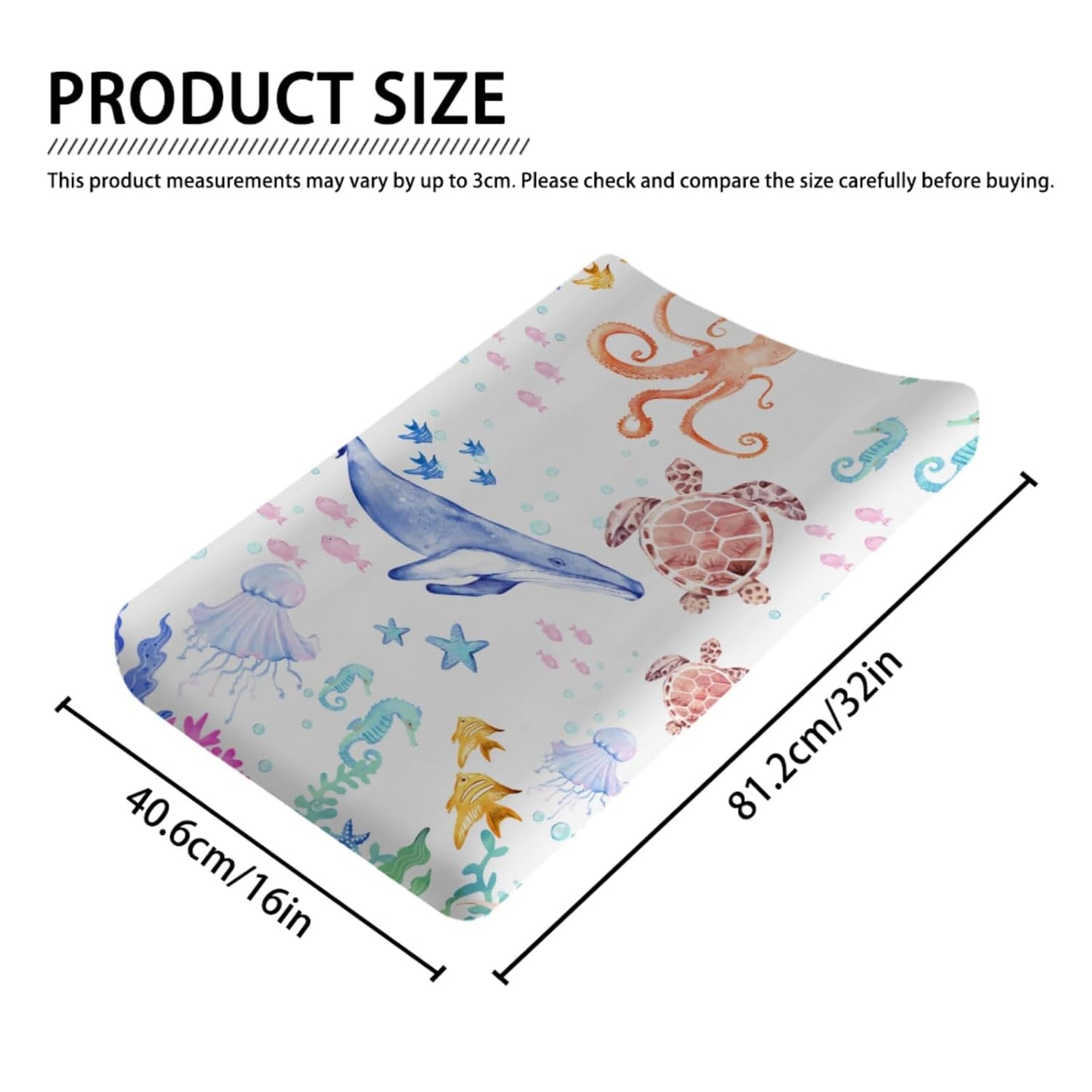Sea Animals Baby Changing Pad Covers Ocean Animals Corals Sea Weeds Baby Nursery Diaper Changing Pad Sheets for Boys Girls Marine Soft Breathable Stretch Fitted Changing Mat Cover 32''x16''
