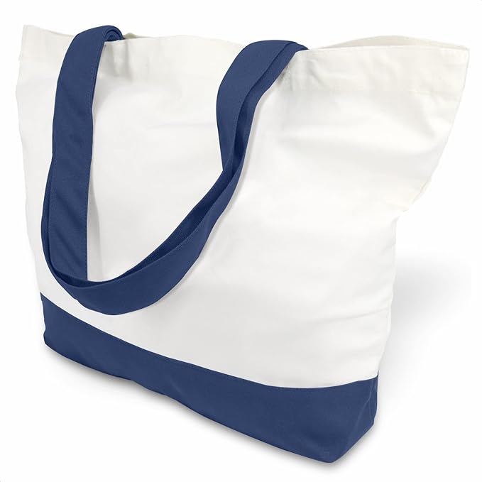 TOPDesign 3-Pack Super Strong Large 12oz Cotton Canvas Tote Bags, Reusable