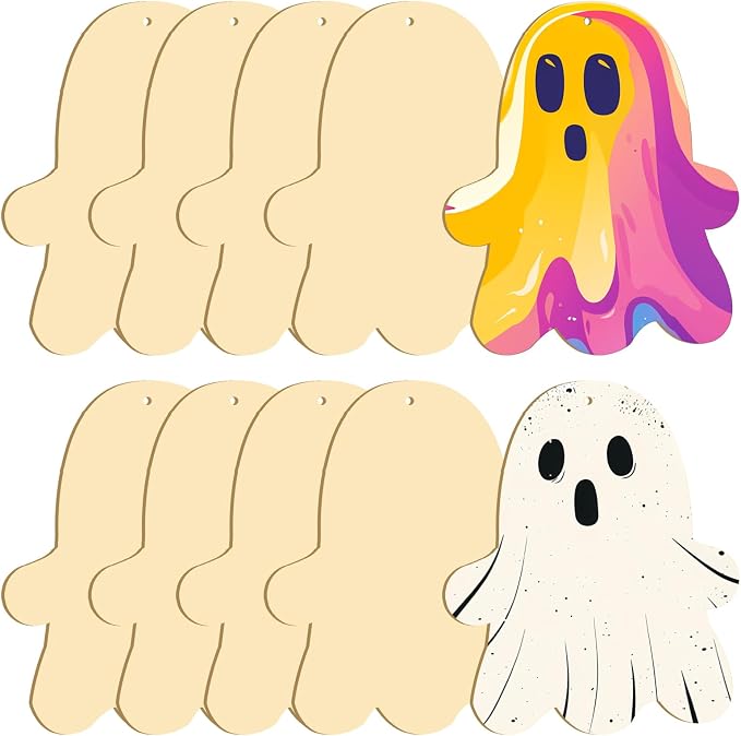 Large Size 7" Halloween Wooden Slices Unfinished Blank Wooden Ornaments DIY