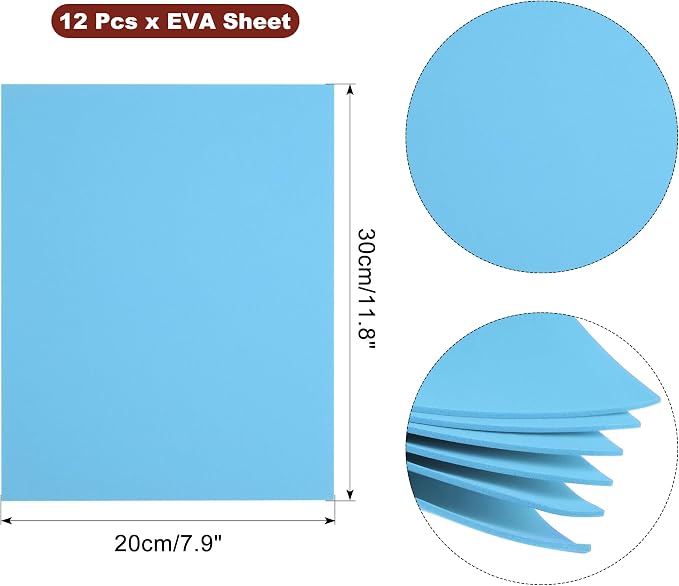 uxcell Light Blue EVA Foam Sheets, 11.8x7.9 in 1.8mm Thick Handicraft Foam Paper
