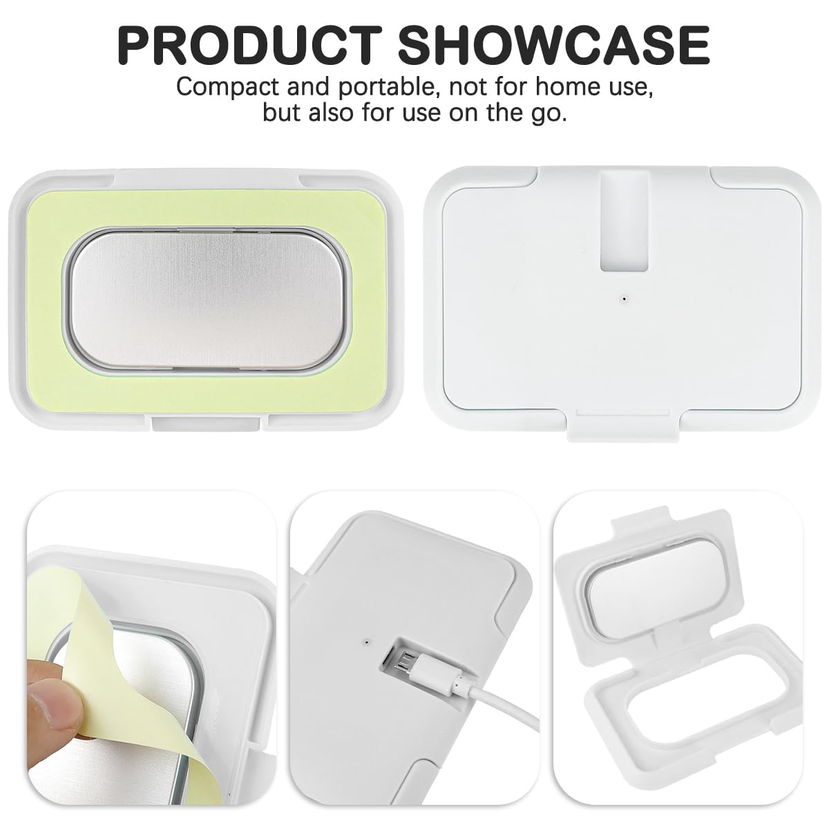 Baby Wipes Warmer Travel Wipes Warmer Portable Thermostat Reusable Wipes Heater for Home Car Travel （White）