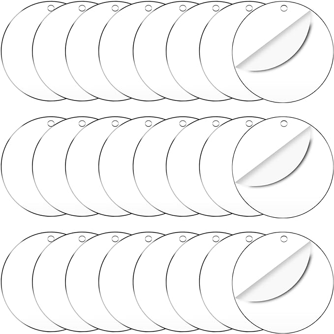 50 Pieces Clear Acrylic Circle Keychains Tags 2.5"/63.5mm Acrylic Discs |