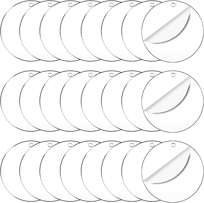Clear Acrylic Circle with Hole, 75x1.5 mm, 50 Pieces | Transparent, Ornament