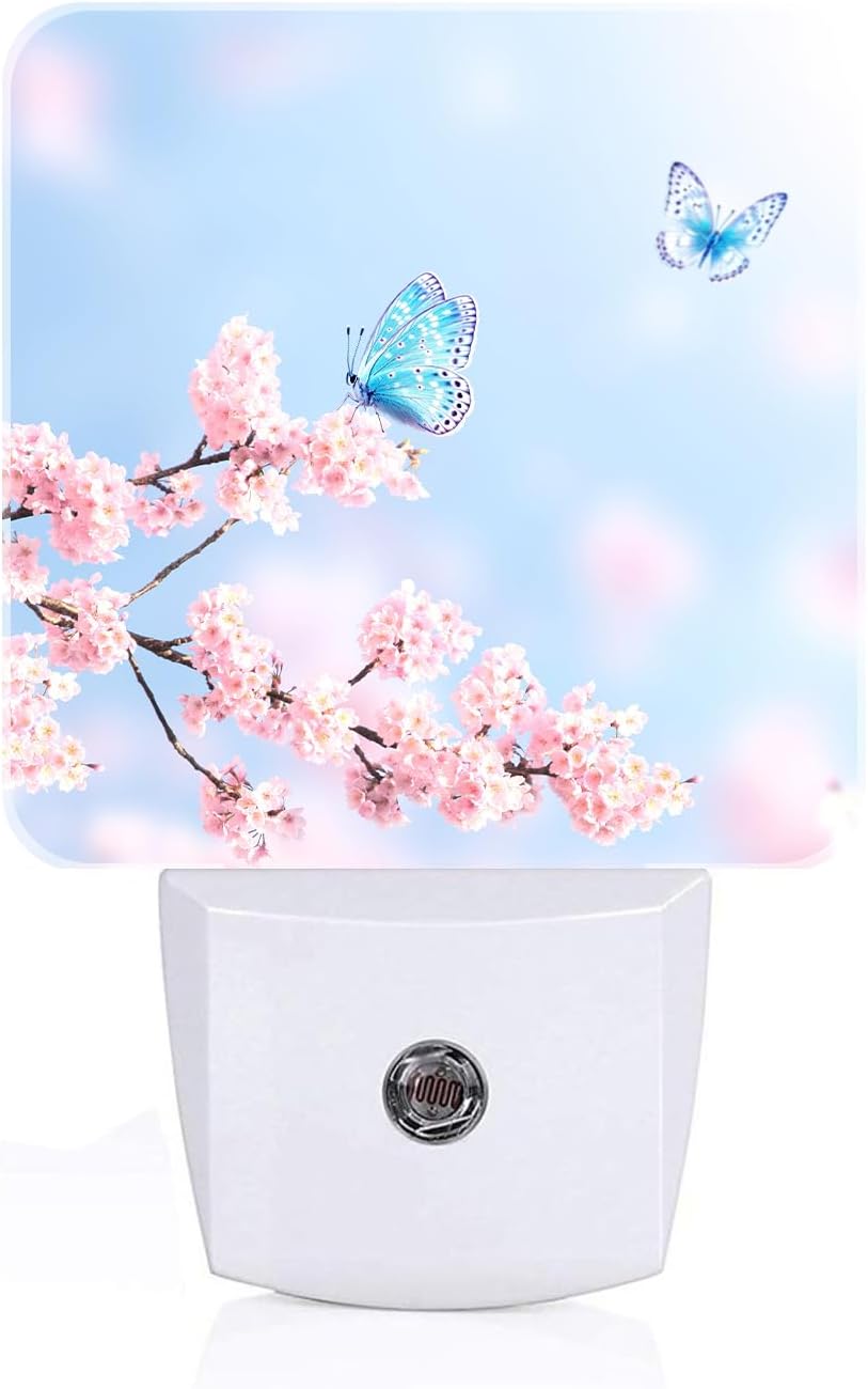 Groovy Butterfly and Flower Night Light,Plug Into Wall for Boys Girls Bedroom Decorative Square Night Light Lamp 0.5w Sleep Friendly