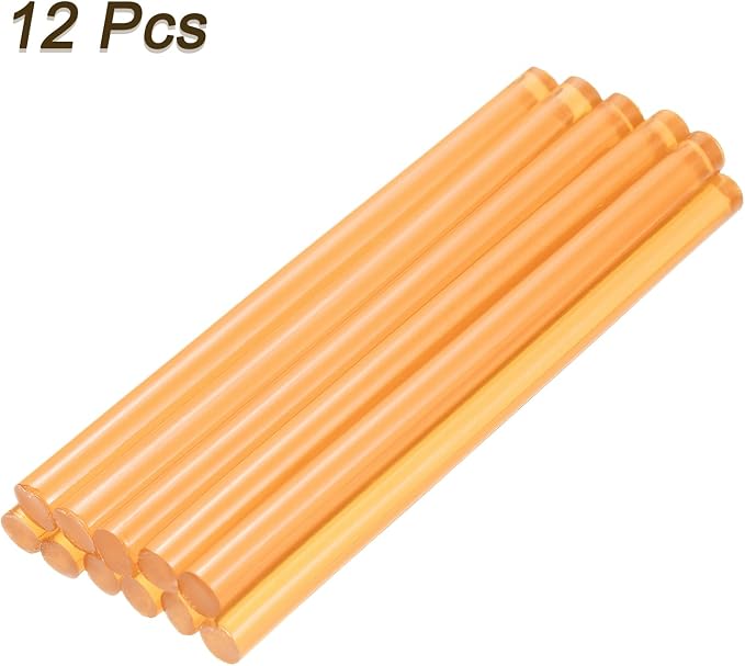 uxcell Mini Hot Glue Sticks for Glue Gun 7mm x 100mm Transparent Orange 12pcs
