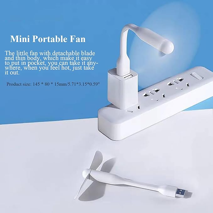Mini USB Fan, Portable Pocket Fan USB-A Powered Little Cooler, Quiet Operation, for Home Office Car Outdoor Travel- 4 Pack (2 Black+ 2 White)