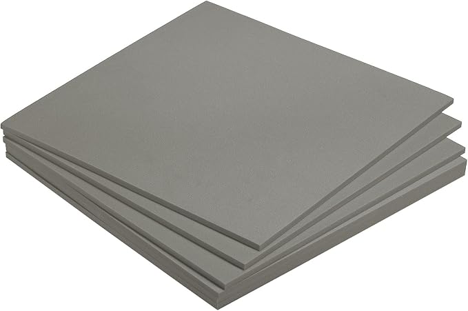 MECCANIXITY EVA Foam Sheets Light Grey 9.8 Inch x 9.8 Inch 5mm Thick Crafts
