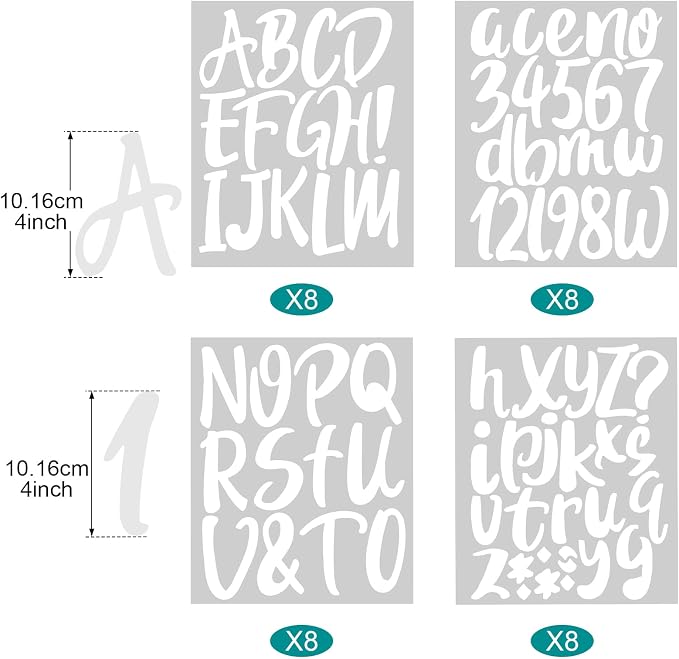 Outus 576 Pcs 8 Sheets Letters Stickers Vinyl Alphabet Number Decals Back to