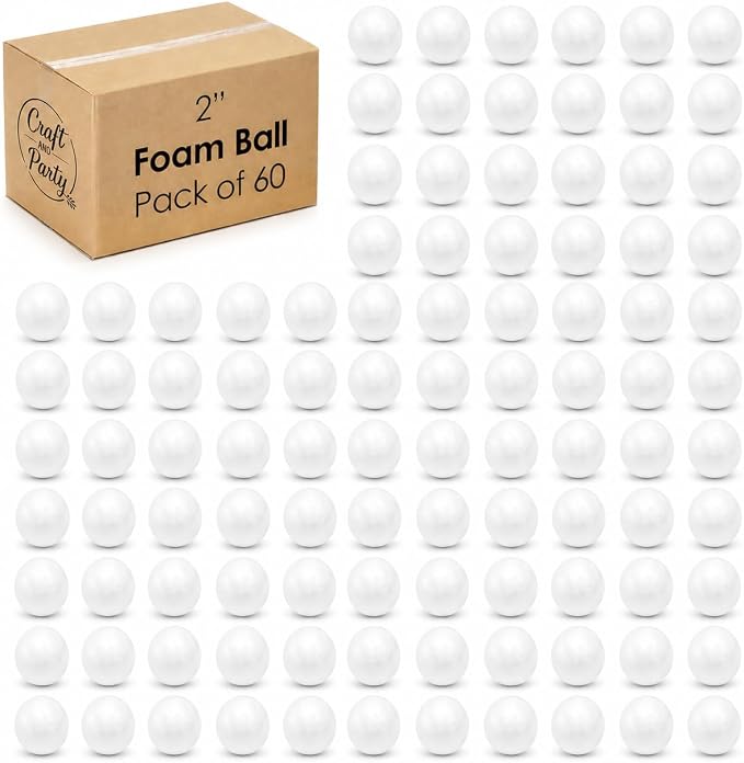 Evershine 60 Pack 2 Inch Craft Foam Ball