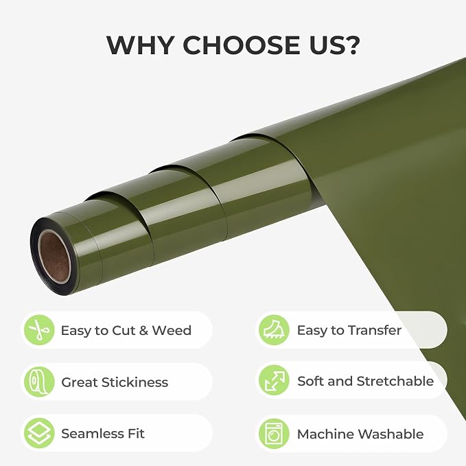 HTVRONT Olive Green HTV Vinyl Roll