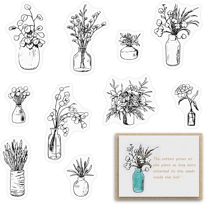 Estivaux Flowers Leaves Clear Stamps