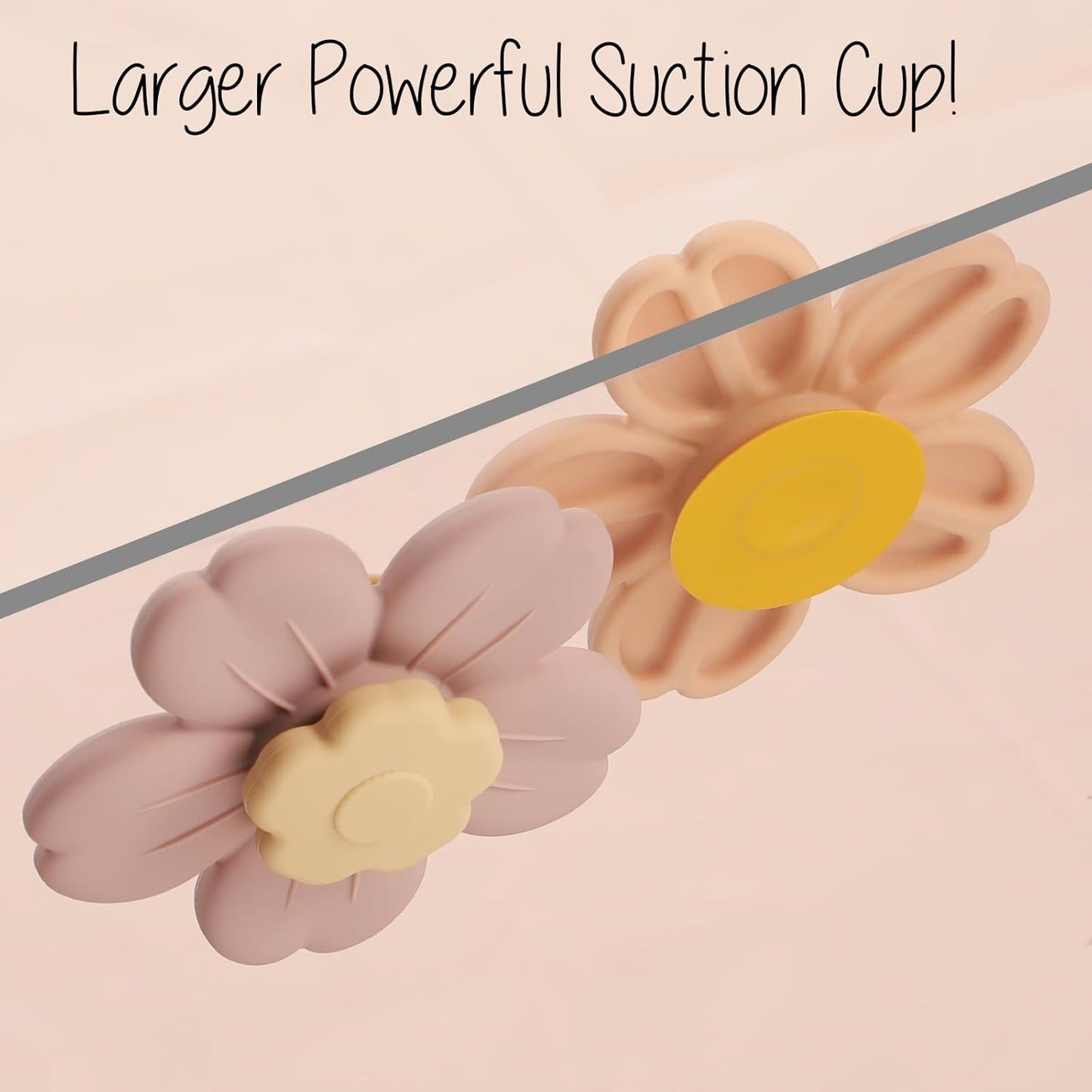 Suction Spinning Toy, Silicone Toddler Sensory Toys for Bath Toys Birthday Gift (Mustard&Cream)