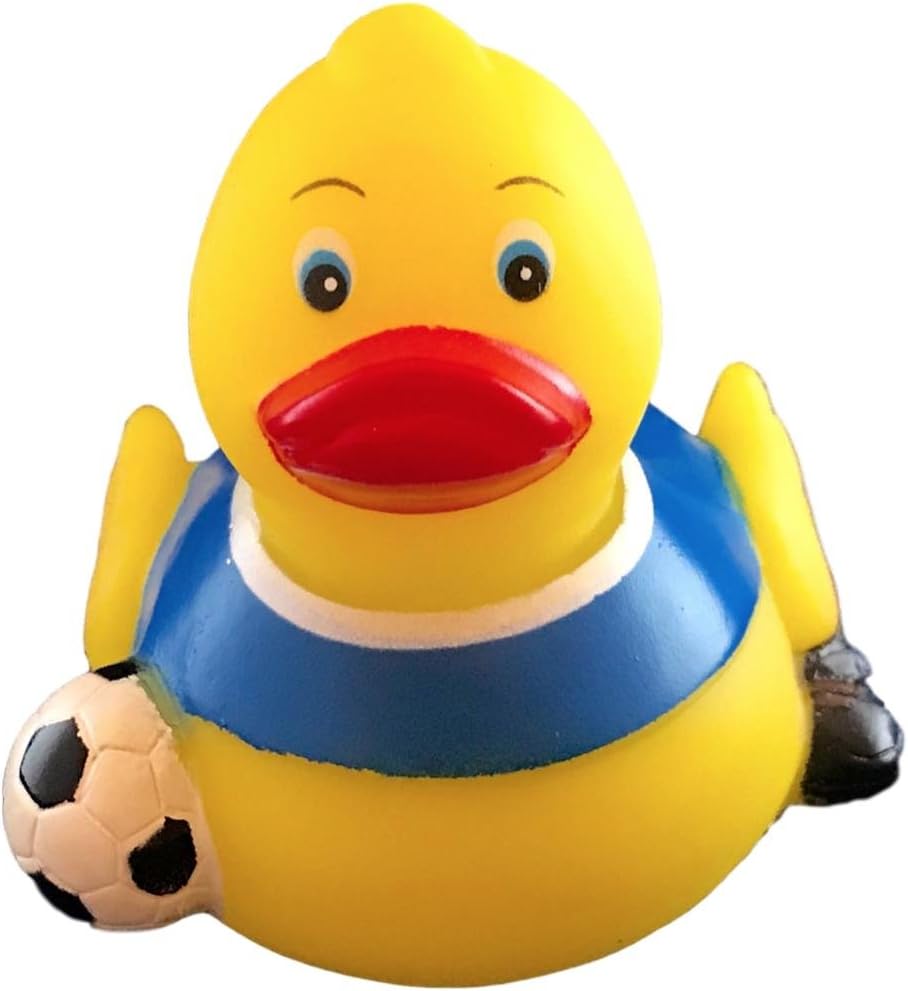 3" Soccer Rubber Duck [Sealed Hole, No Mildew] - Baby Safe Bathtub Bathing Toy