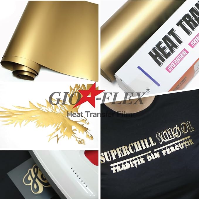 PU Heat Transfer Vinyl 12"×20ft Roll Gold – HTV