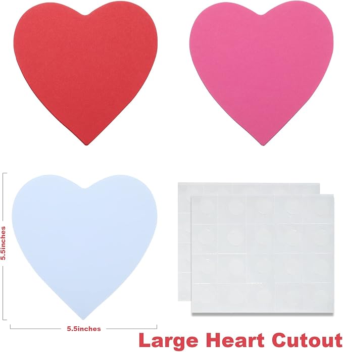 90 Pieces Heart Cutouts Paper Hearts Heart Shape Cards 5.5 Inches Large