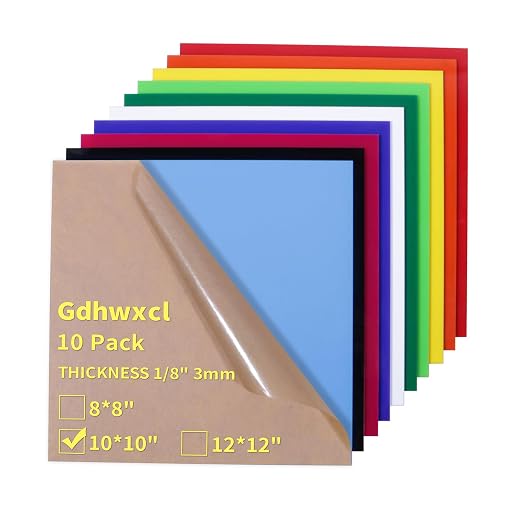 1/8 Thick 10 x 10 inch Acrylic Sheets, 10 Pack Plexiglass Sheets