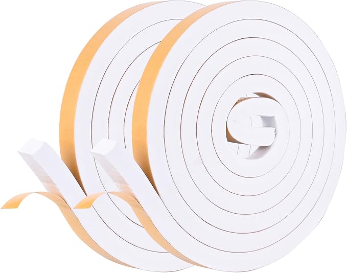 Kikerike Self Adhesive Foam Tape Weatherstrip 1/2in x 1/2in x 16.5Ft High
