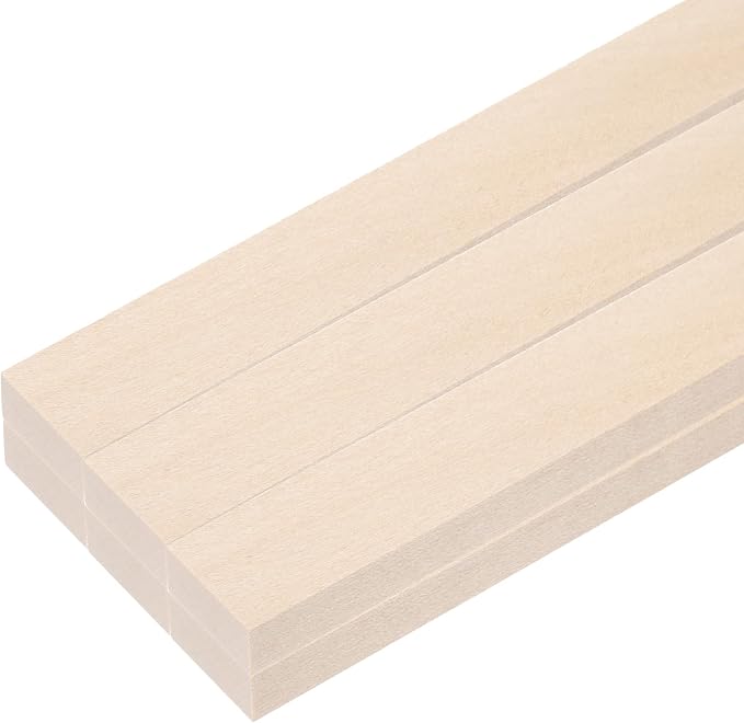 MECCANIXITY 6pcs Wood Sticks, 3/8"x 4/5" x 15" Rectangle Wooden Cube Wood