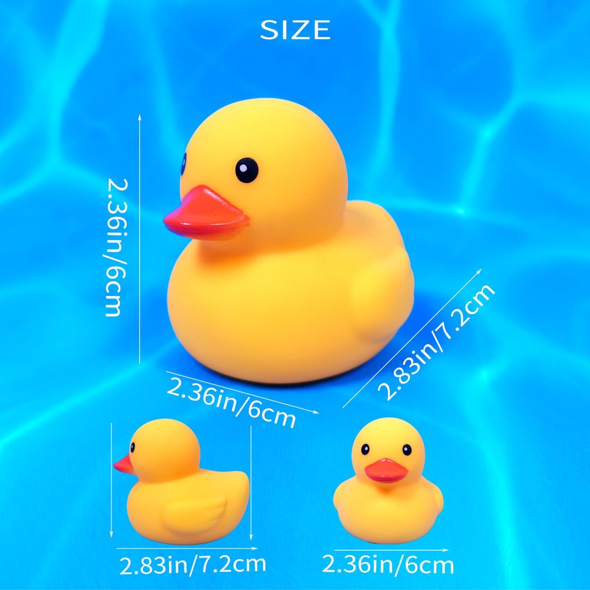 3 Inch 20 Pcs Kalafona Rubber Bathtub Duck/Duckie Waterproof No 'Bebe' No Hole Funny Bath Swimming Pool Toy Without Hole for Kids Birthday Party Favor Home Decor