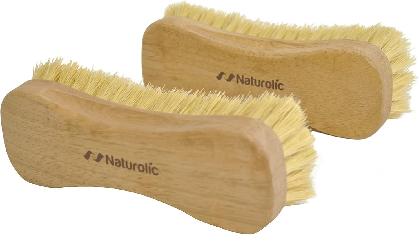 All-Natural Wooden Scrub Brush Set | Eco-Friendly Cleaning Brush Set with Tampico Bristles | Floor Scrub Brush & Shower Scrubber for Bathroom, Tub, Kitchen & Carpet | Sustainable Set – Pack of 2