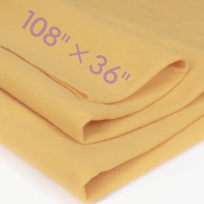 Butter Yellow Felt Fabric Sheet 108" X 36", 1.4mm Thick Large Soft Durable