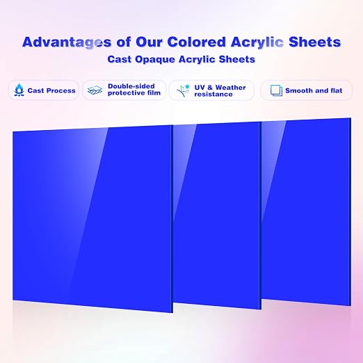 Adrattnay Blue Acrylic Sheets 1/8 Thick, Opaque