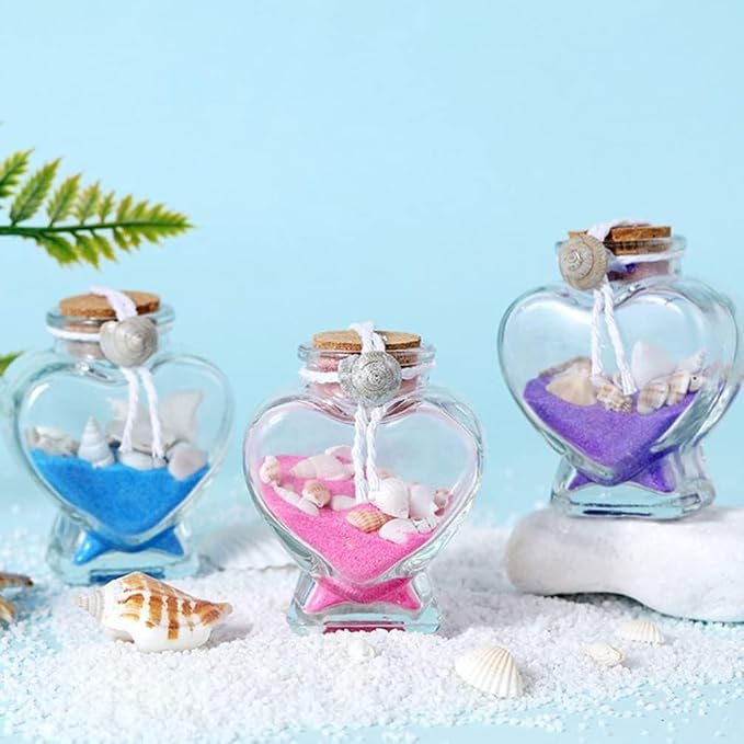Empty Mini Heart-Shaped Glass Bottles