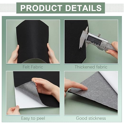 BENECREAT 8 Pcs 12x12inches Black Solid Felt Fabric Sheets