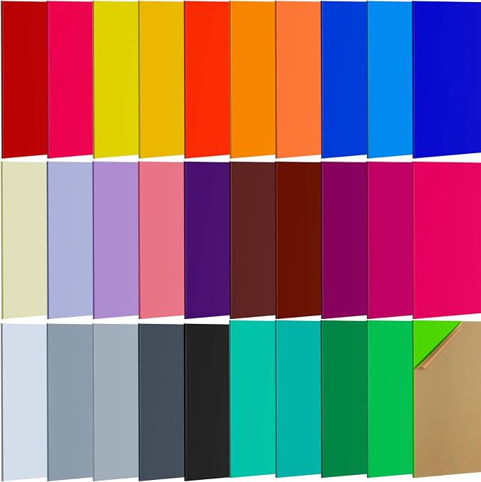 Geetery 30 Pack Colored Acrylic Sheets 1/8" Thick